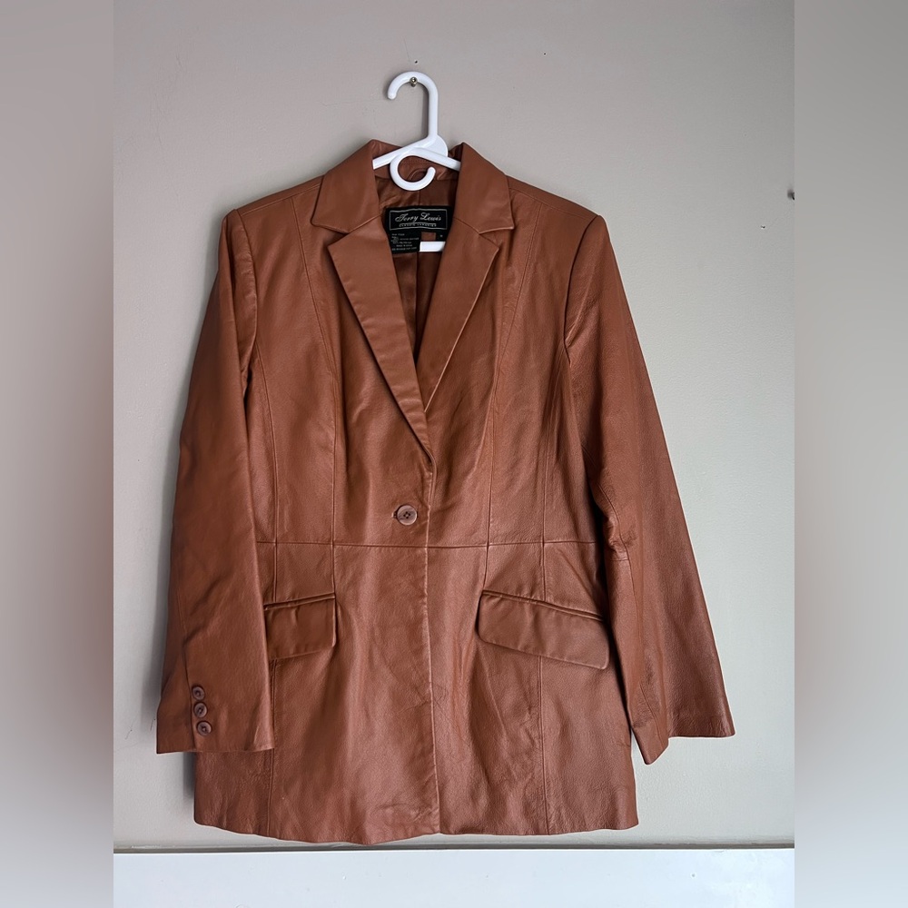 Brown Leather Women's Blazer 100% Genuine Leather Size M
